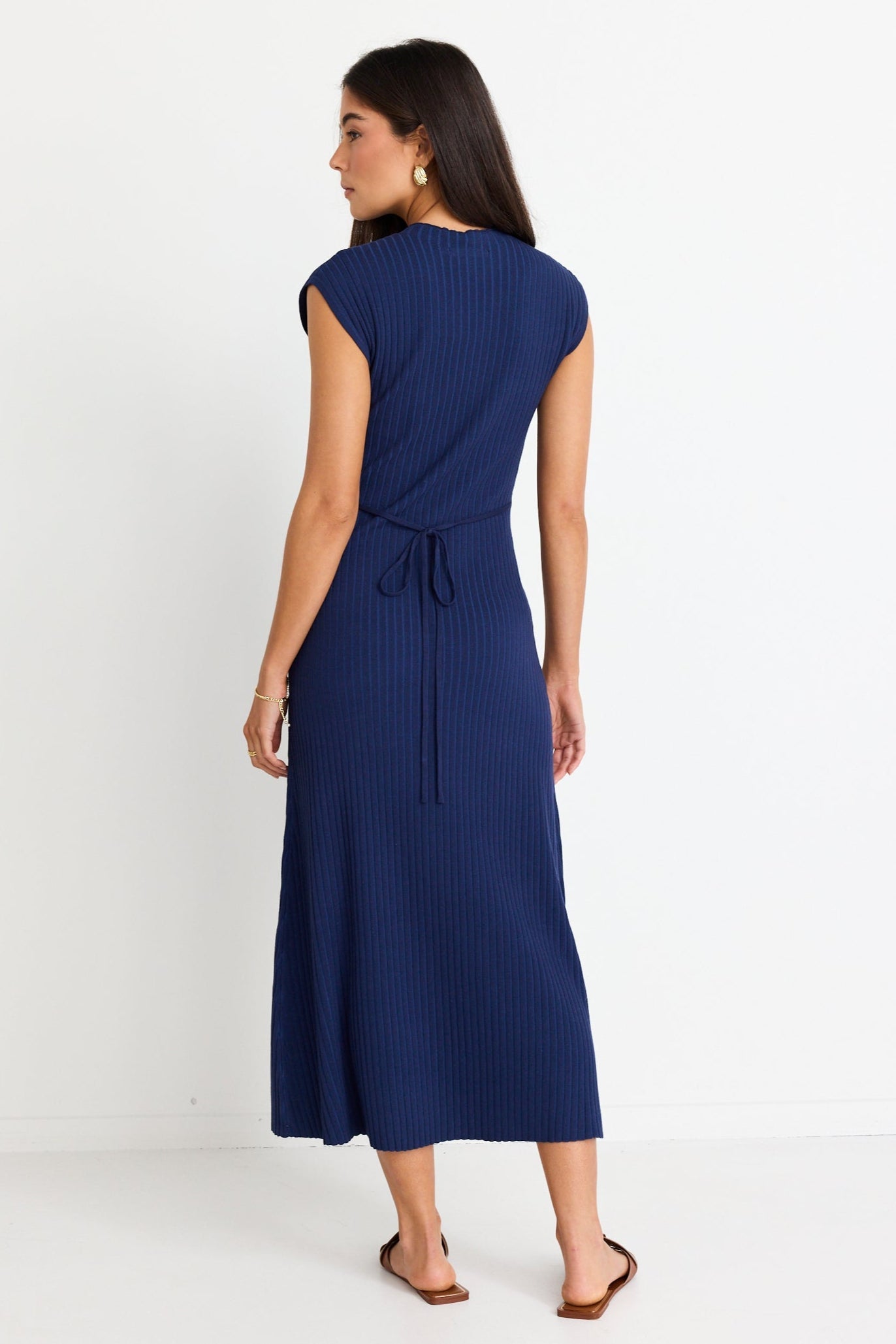 Splendid Ink Rib Knit Funnel Neck Maxi Dress
