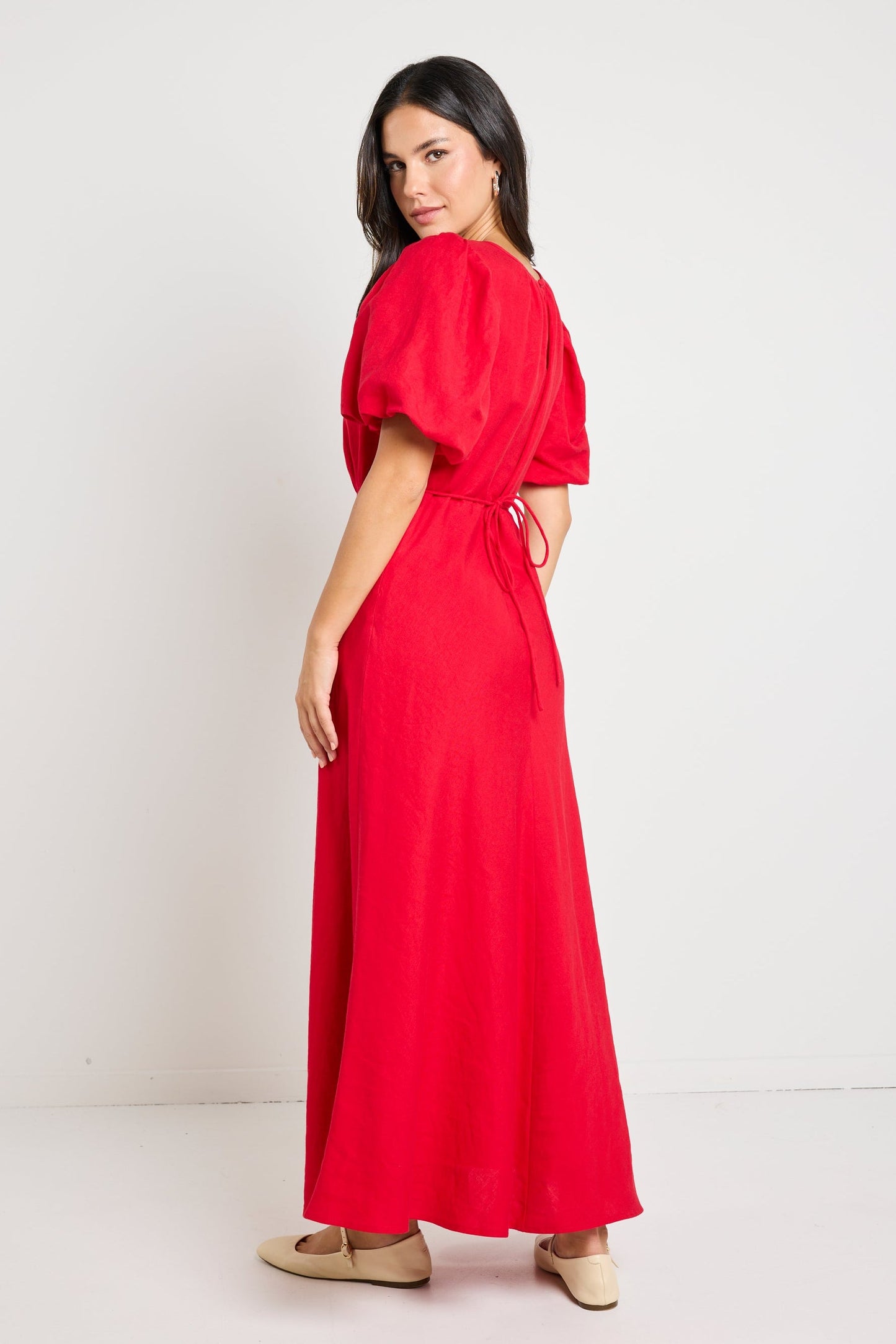Stage Cherry Puff Sleeve Floaty Maxi Dress