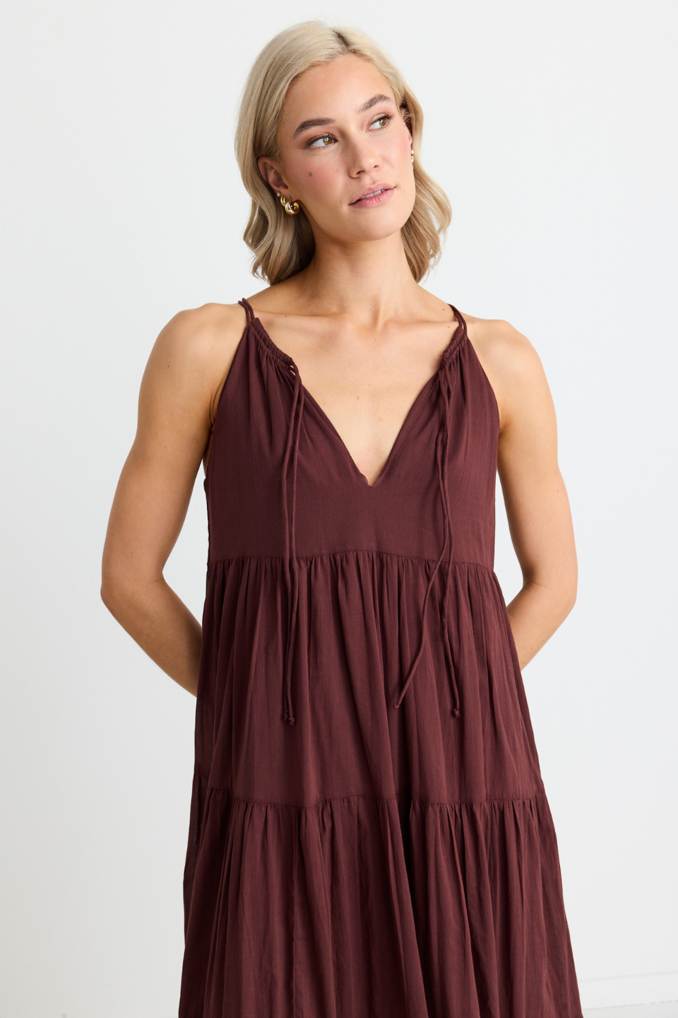 Affair Rosewood Strappy Tiered Maxi Dress