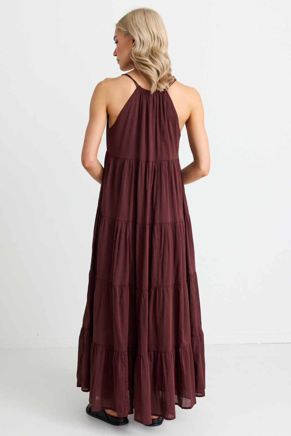 Affair Rosewood Strappy Tiered Maxi Dress