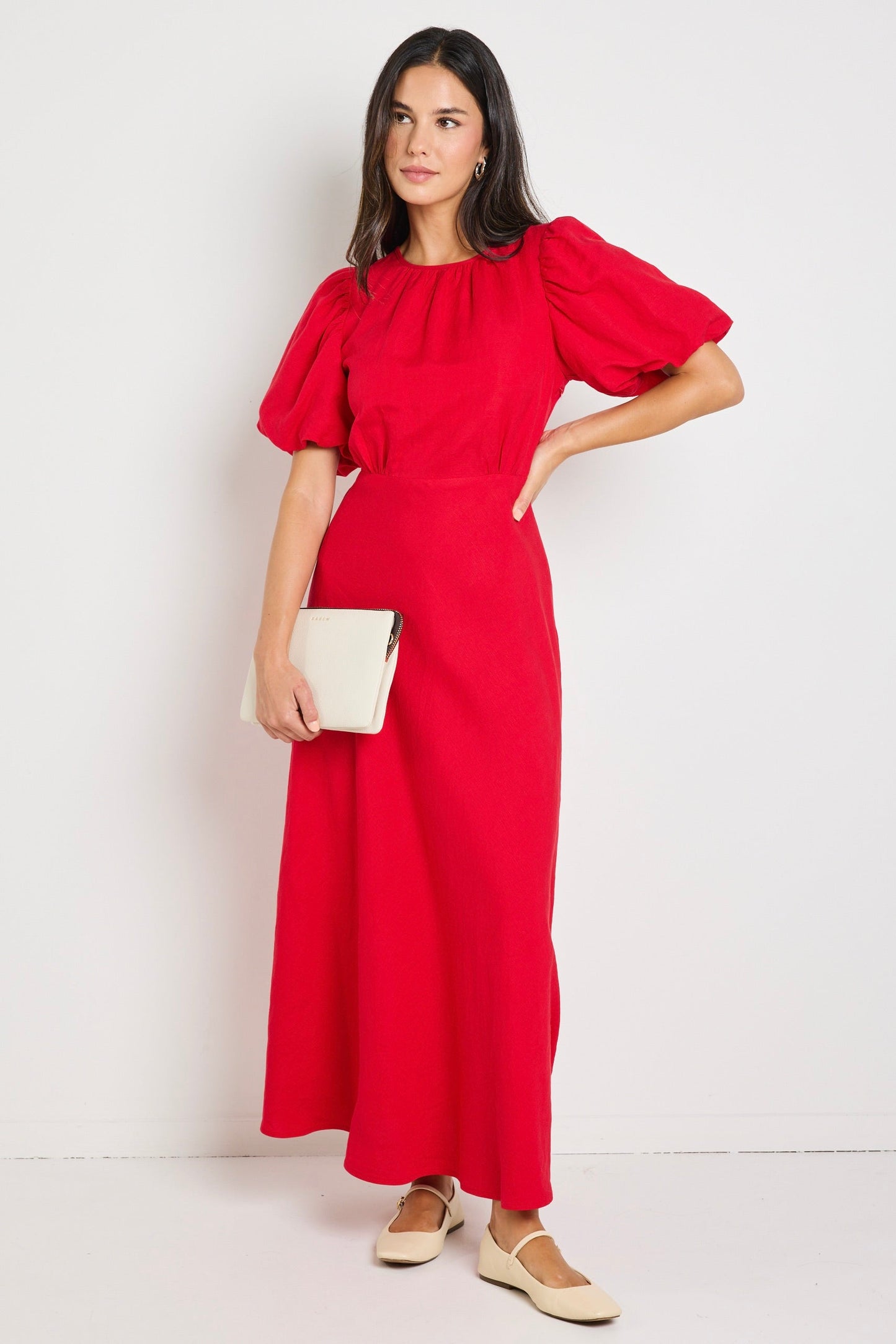 Stage Cherry Puff Sleeve Floaty Maxi Dress