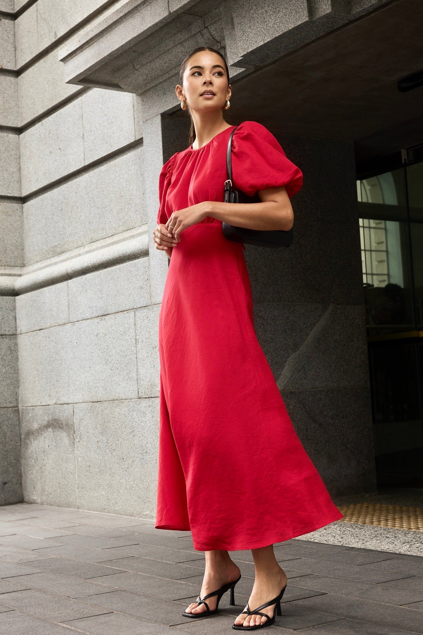 Stage Cherry Puff Sleeve Floaty Maxi Dress