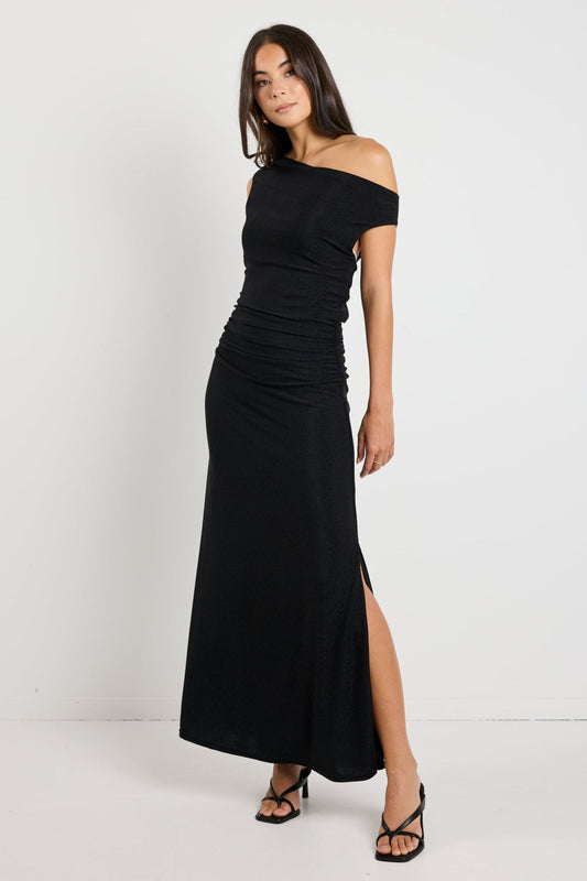 Swift Black Shimmer Jersey Reversible Sleeveless Maxi Dress